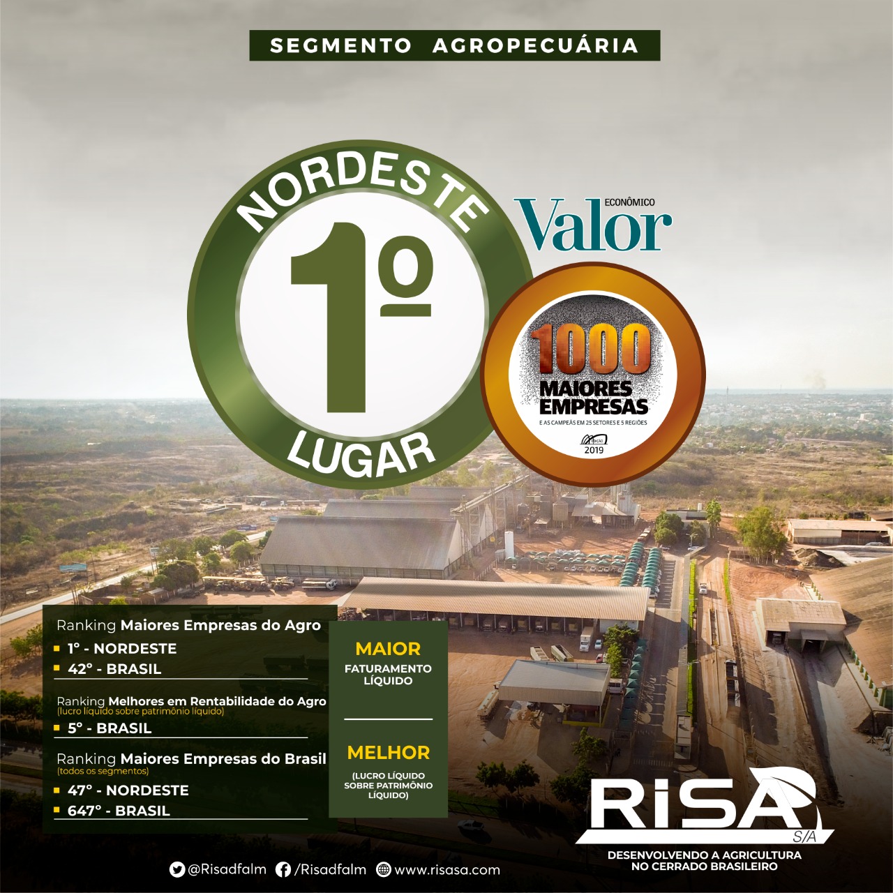 A Risa S/A mais uma vez foi destaque na Revista Valor 1000 da Valor econômico.