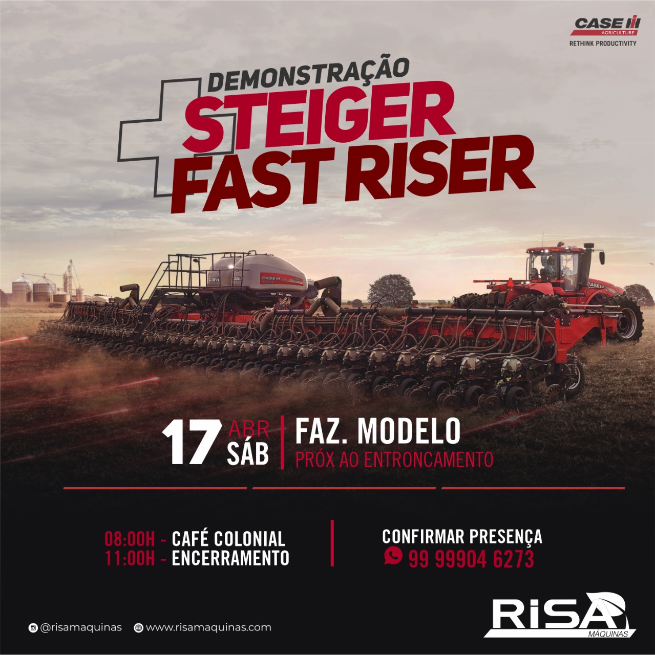 Demonstração do trator Steiger 470 e da plantadeira Fast Riser 61 linhas da Case IH