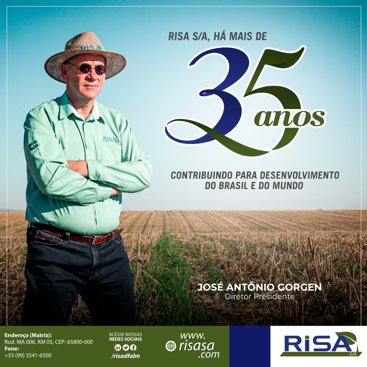 Risa S/A a mais de 35 anos contribuindo para o desenvolvimento do Brasil e do mundo.