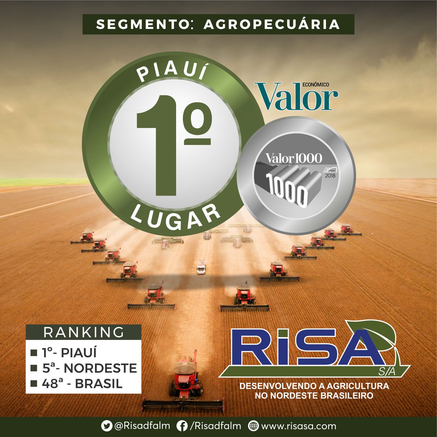 RISA S/A conquista o certificado Valor 1000 da revista Valor Econômico, prêmio realizado em parceria com a FGV e Serasa Experian.